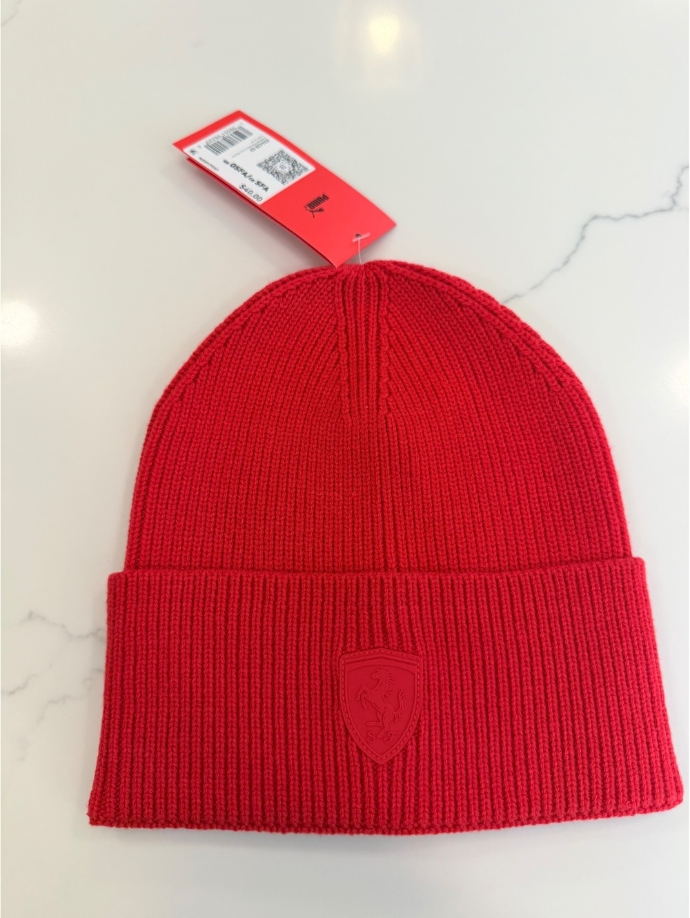 Mens PUMA Ferrari Pro Mid Crown Beanie Red OSFM